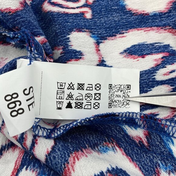 Zara Long Sleeve V-Neck Dress Covered Buttons & Loops Gored Flared Skirt M NWT - Picture 8 of 9